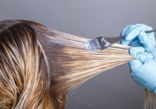 Professional hairdresser dyeing hair of her client